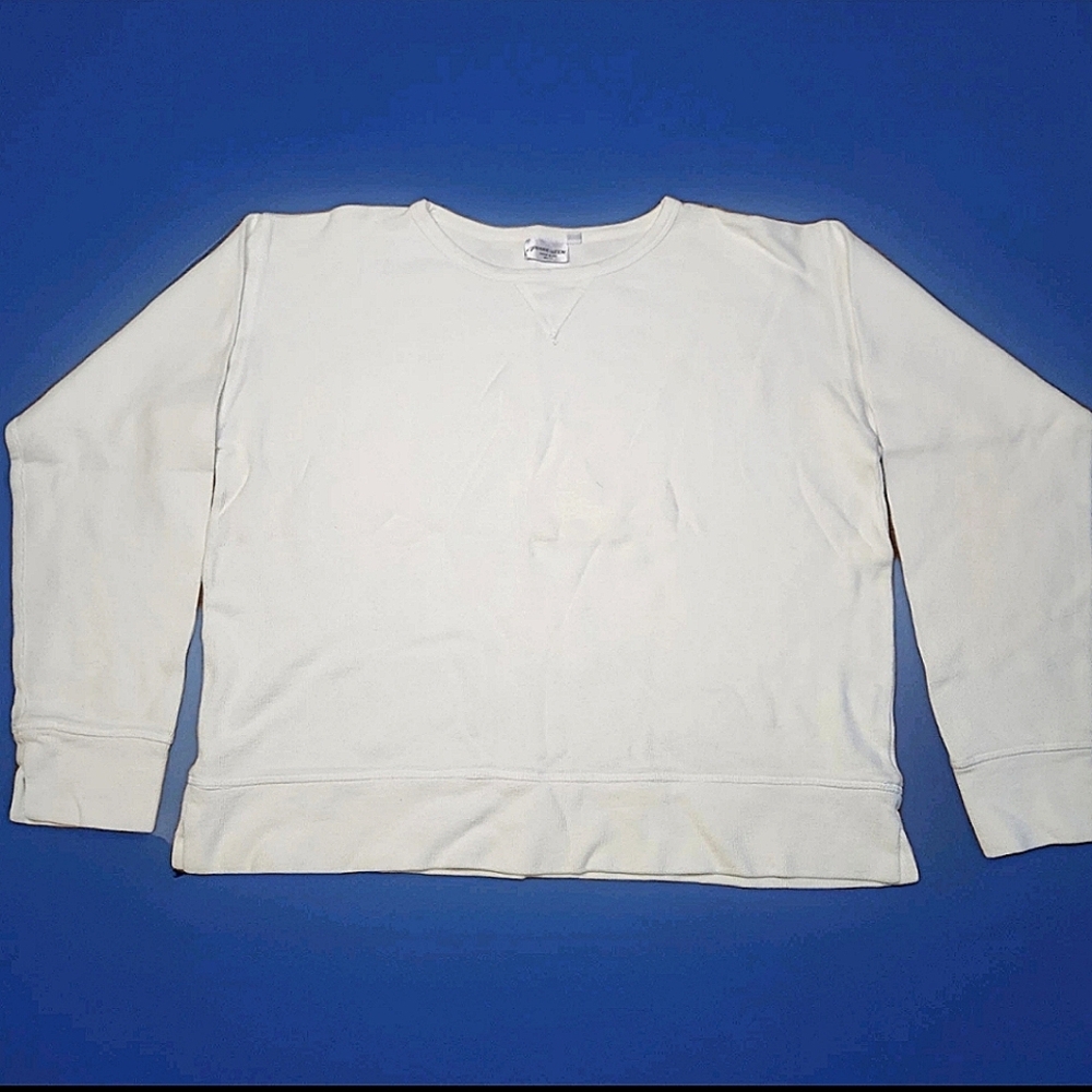 Prairie Cotton White Ribbed Cotton Shirt XL | Made in USA | Feathered P Logo